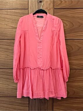 Tuckernuck Pomander Place Ophelia Gauze Mini Dress Coral Pink Drop Waist Medium